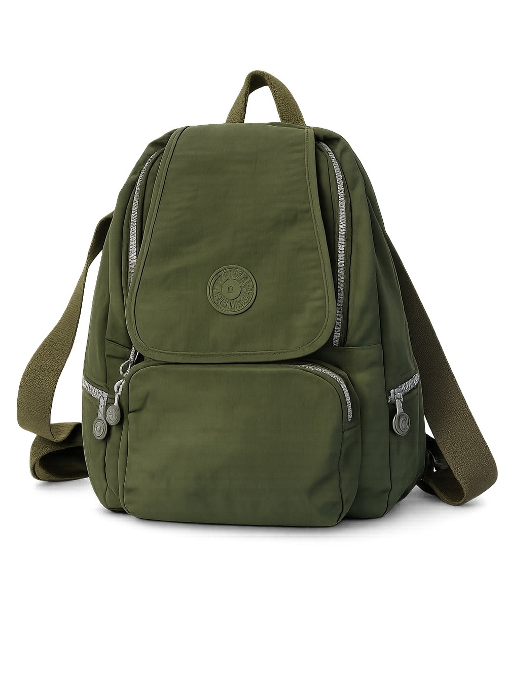 Kipling Green Nylon Mini Backpack Adjustable Straps Multi Pocket Travel Bag Gym